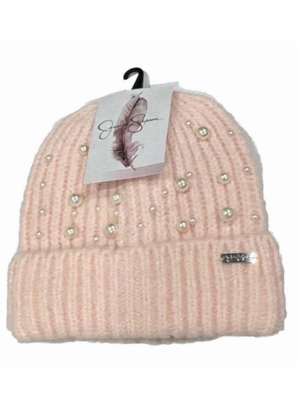 Jessica Simpson Pink Winter Hat with Pearls NWT